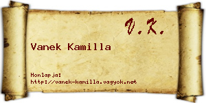 Vanek Kamilla névjegykártya